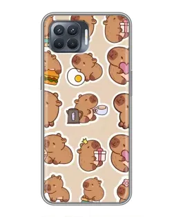 Чехол для OPPO Reno 4 Lite с картинкой «Капибары паттерн»