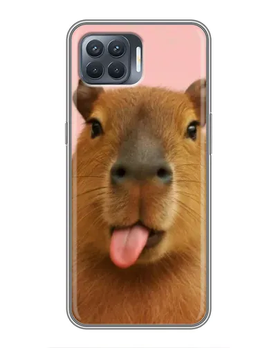 Чехол для OPPO Reno 4 Lite с картинкой «Капибара с языком»
