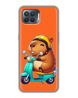 Чехол для OPPO Reno 4 Lite с картинкой «Капибара на скутере»