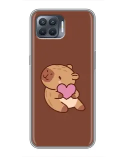 Чехол для OPPO Reno 4 Lite с картинкой «Капибара с сердцем»