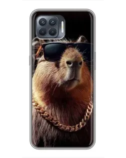 Чехол для OPPO Reno 4 Lite с картинкой «Капибара золотая цепь»