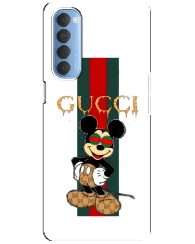 Чехол для OPPO Reno 4 Pro с картинкой «Микки Маус Gucci — полосы»