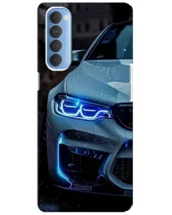 Чехол для OPPO Reno 4 Pro с картинкой «Взгляд BMW с синими фарами»