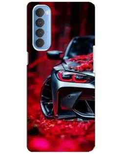 Чехол для OPPO Reno 4 Pro с картинкой «Спортивная BMW и цветы»