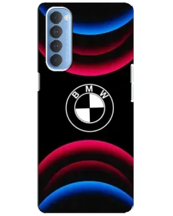 Чехол для OPPO Reno 4 Pro с картинкой «Логотип BMW и неоновые дуги»
