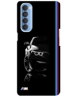 Чехол для OPPO Reno 4 Pro с картинкой «Силуэт BMW в темноте»