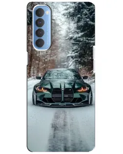 Чехол для OPPO Reno 4 Pro с картинкой «BMW в зимнем лесу»