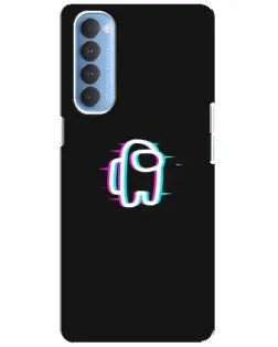 Чехол для OPPO Reno 4 Pro с картинкой «Among Us неон»