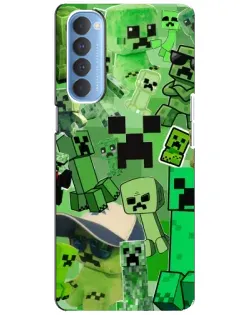 Чехол для OPPO Reno 4 Pro с картинкой «Криперы Minecraft»