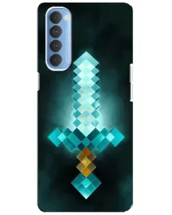 Чехол для OPPO Reno 4 Pro с картинкой «Алмазный меч неон»