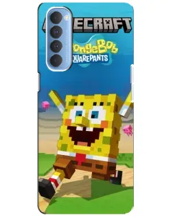 Чехол для OPPO Reno 4 Pro с картинкой «Губка Боб Minecraft»