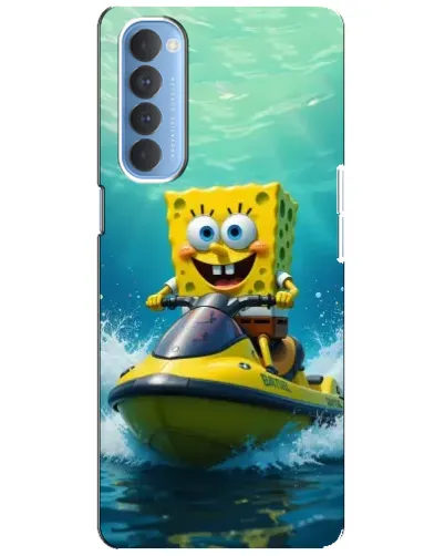 Чехол для OPPO Reno 4 Pro с картинкой «Спанч Боб на гидроцикле»