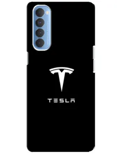 Чохол для OPPO Reno 4 Pro з картинкою «Tesla White Logo»