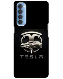 Чохол для OPPO Reno 4 Pro з картинкою «Tesla — срібне авто»
