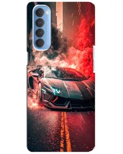 Чехол для OPPO Reno 4 Pro с картинкой «Lamborghini красный дым»