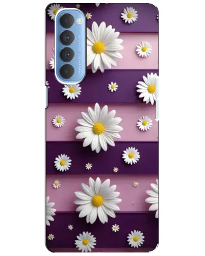 Чехол для OPPO Reno 4 Pro с картинкой «Ромашки на фиолетовом»