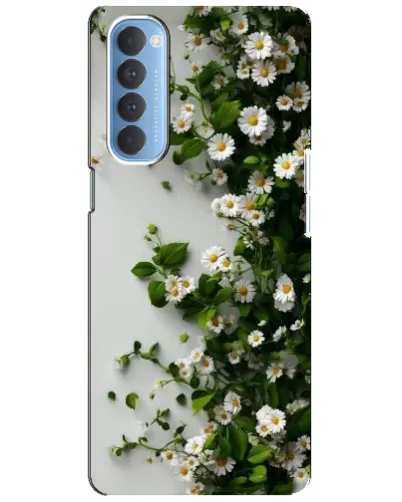Чехол для OPPO Reno 4 Pro с картинкой «Ветка мелких белых цветов»