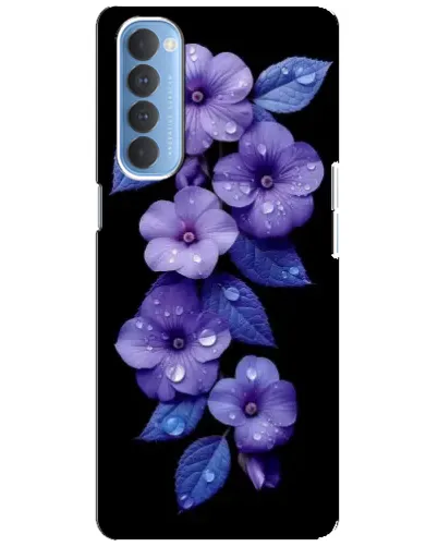 Чехол для OPPO Reno 4 Pro с картинкой «Фиолетовые цветы с росою»