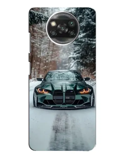 Чехол для OPPO Reno 4 с картинкой «BMW в зимнем лесу»