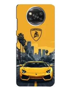 Чехол для OPPO Reno 4 с картинкой «Желтый Lamborghini город»