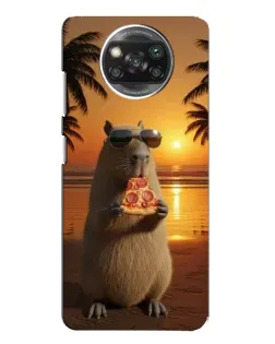 Чехол для OPPO Reno 4 с картинкой «Капибара с пиццей»