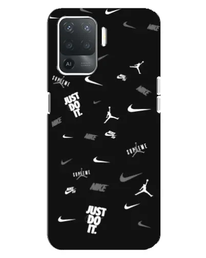 Чехол для OPPO Reno 5 Lite с картинкой «Nike Black Pattern» Чехол для OPPO Reno 5 Lite с картинкой «Nike Black Pattern»