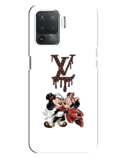 Чехол для OPPO Reno 5 Lite с картинкой «LV и Микки Маус»