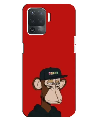 Чехол для OPPO Reno 5 Lite с картинкой «Bored Ape — красный фон»