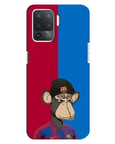 Чехол для OPPO Reno 5 Lite с картинкой «Bored Ape — фанат Барсы»