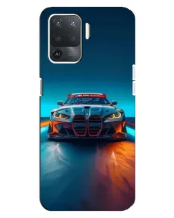 Чехол для OPPO Reno 5 Lite с картинкой «BMW — огни неона»