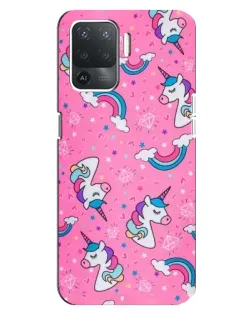 Чехол для OPPO Reno 5 Lite с картинкой «Unicorn паттерн розовый»