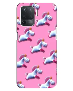 Чехол для OPPO Reno 5 Lite с картинкой «Единороги на розовом»