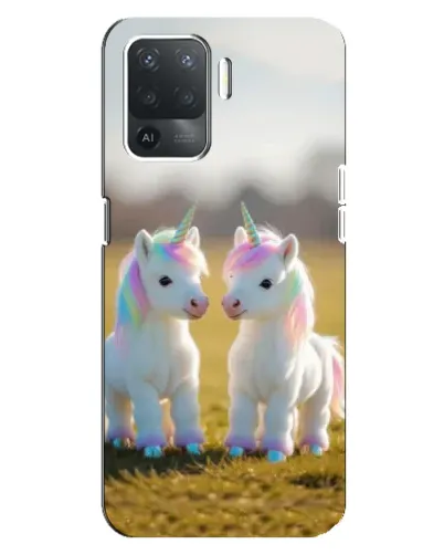 Чехол для OPPO Reno 5 Lite с картинкой «Пара единорогов»
