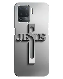Чехол для OPPO Reno 5 Lite с картинкой «Металлический крест Jesus»