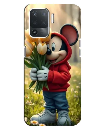 Чехол для OPPO Reno 5 Lite с картинкой «Микки с тюльпанами» Чехол для OPPO Reno 5 Lite с картинкой «Микки с тюльпанами»