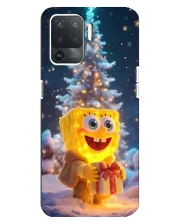 Чехол для OPPO Reno 5 Lite с картинкой «Рождественский Спанч Боб»