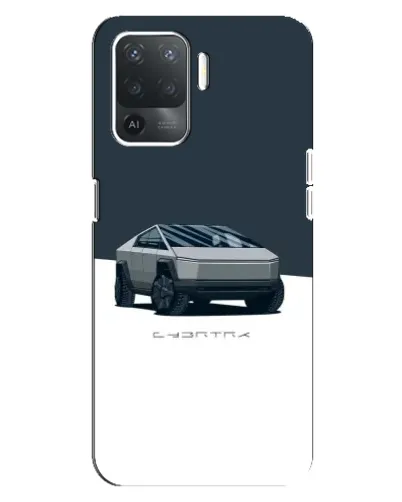 Чехол для OPPO Reno 5 Lite с картинкой «Серебристый Cybertruck Tesla»