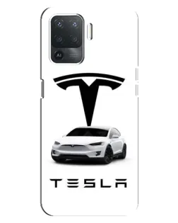 Чехол для OPPO Reno 5 Lite с картинкой «Tesla White Style» Чехол для OPPO Reno 5 Lite с картинкой «Tesla White Style»