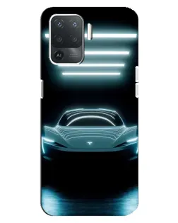 Чехол для OPPO Reno 5 Lite с картинкой «Tesla в неоне» Чехол для OPPO Reno 5 Lite с картинкой «Tesla в неоне»