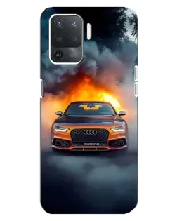 Чехол для OPPO Reno 5 Lite с картинкой «Audi в огненном дыму»