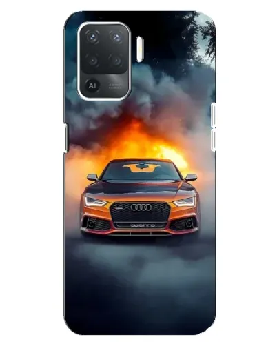 Чехол для OPPO Reno 5 Lite с картинкой «Audi в огненном дыму»