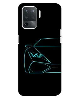 Чехол для OPPO Reno 5 Lite с картинкой «Голубой силуэт Lamborghini»