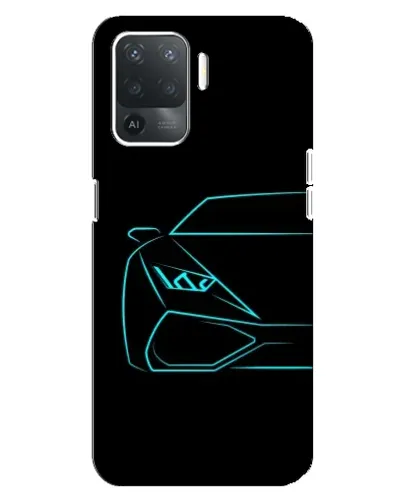Чехол для OPPO Reno 5 Lite с картинкой «Голубой силуэт Lamborghini»