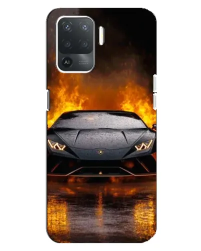 Чехол для OPPO Reno 5 Lite с картинкой «Lamborghini в огне»