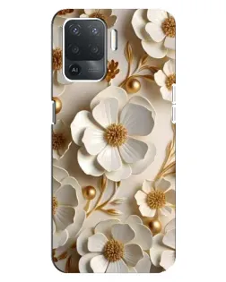 Чехол для OPPO Reno 5 Lite с картинкой «Белие бумажние цвети» Чехол для OPPO Reno 5 Lite с картинкой «Белие бумажние цвети»