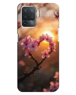 Чехол для OPPO Reno 5 Lite с картинкой «Розовый цвет сердце на фоне заката» Чехол для OPPO Reno 5 Lite с картинкой «Розовый цвет сердце на фоне заката»