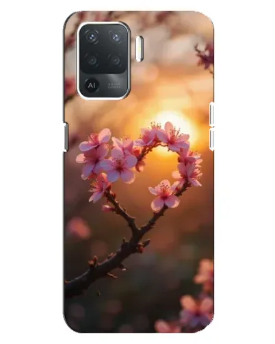 Чехол для OPPO Reno 5 Lite с картинкой «Розовый цвет сердце на фоне заката» Чехол для OPPO Reno 5 Lite с картинкой «Розовый цвет сердце на фоне заката»