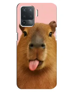 Чехол для OPPO Reno 5 Lite с картинкой «Капибара с языком»