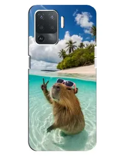 Чехол для OPPO Reno 5 Lite с картинкой «Капибара на море»