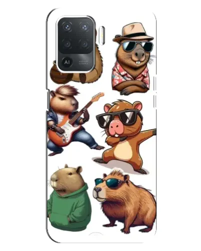 Чехол для OPPO Reno 5 Lite с картинкой «Крутые капибары музыканты» Чехол для OPPO Reno 5 Lite с картинкой «Крутые капибары музыканты»
